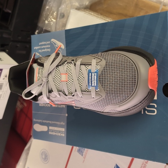 Skechers Gray and Black Max Cushioning Sneakers Extra Wide Fit - Picture 2 of 4